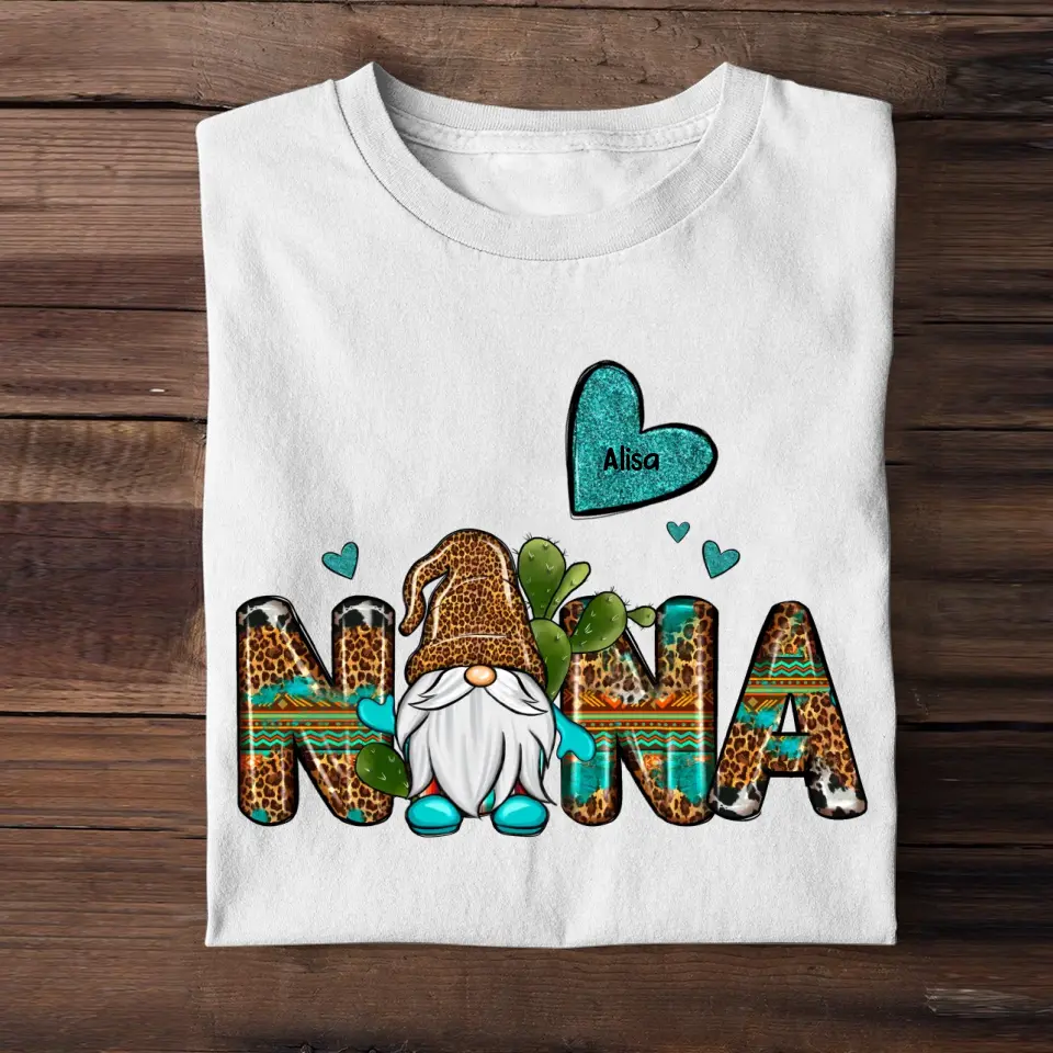 Personalized Nana Gnome Heart Kid Name T-shirt Printed 23APR-PTN20