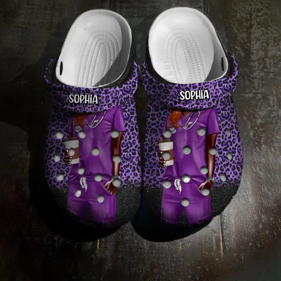 Personalized Nurse & Name Clog Slipper Shoes Printed 23APR-HQ21