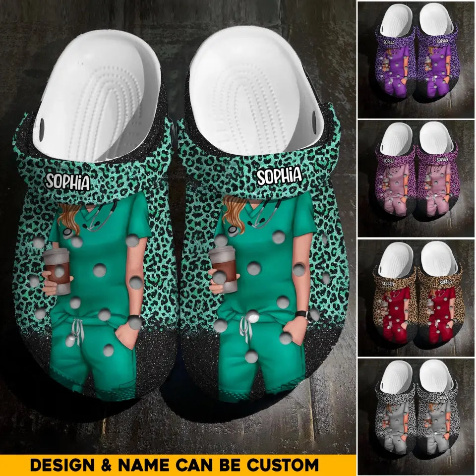 Personalized Nurse & Name Clog Slipper Shoes Printed 23APR-HQ21