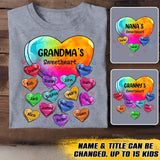 Personalized Grandma's Sweetheart Kid Name Heart Tshirt Printed 23FEB-VD15