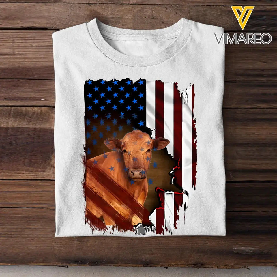 Personalized Upload Your Photo Cattle Flag T-shirt Printed 23APR-PN24