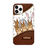 Personalized Rabbit & Name Bunny Lovers Gift Leather Phonecase Printed 23APR-HQ24