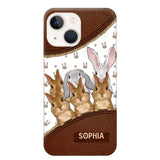 Personalized Rabbit & Name Bunny Lovers Gift Leather Phonecase Printed 23APR-HQ24