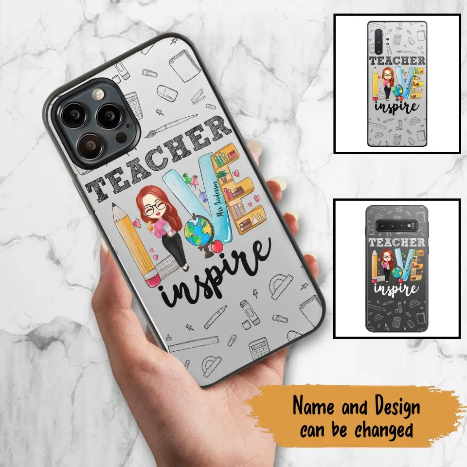 Personalized Teacher Love Inspire & Name Phonecase Printed PNBQT2404