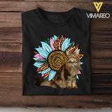 Personalized Upload Your Cat Photo Sunflower Tshirt Printed 23APR-TB28