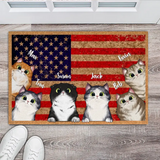 Personalized US Flag Cat with Name Cat Lovers Gift Doormat Printed 23MAY-BQT04