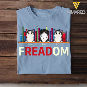 Personalized Freadom Book Lover, Cat Lover Tshirt Printed QTHQ06523