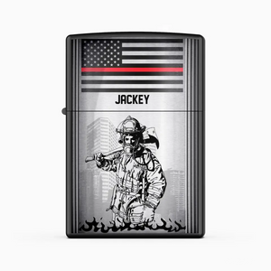 Personalized US Firefighter with Name Lighter Case Printed 23MAY-HQ09