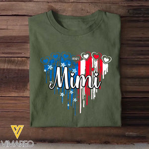 Personalized Grandma Mom Aunt Nana Heart Flag Independence Day Tshirt Printed 23MAY-HQ10