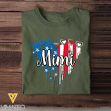 Personalized Grandma Mom Aunt Nana Heart Flag Independence Day Tshirt Printed 23MAY-HQ10