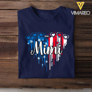 Personalized Grandma Mom Aunt Nana Heart Flag Independence Day Tshirt Printed 23MAY-HQ10