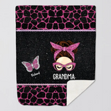 Personalized Grandma Butterflies with Kid Name Quilt Blanket Printed PNTB0905