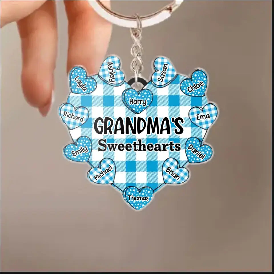 Personalized Grandma Sweehearts with Kid Name Acrylic Keychain Gift Printed PNHQ1005