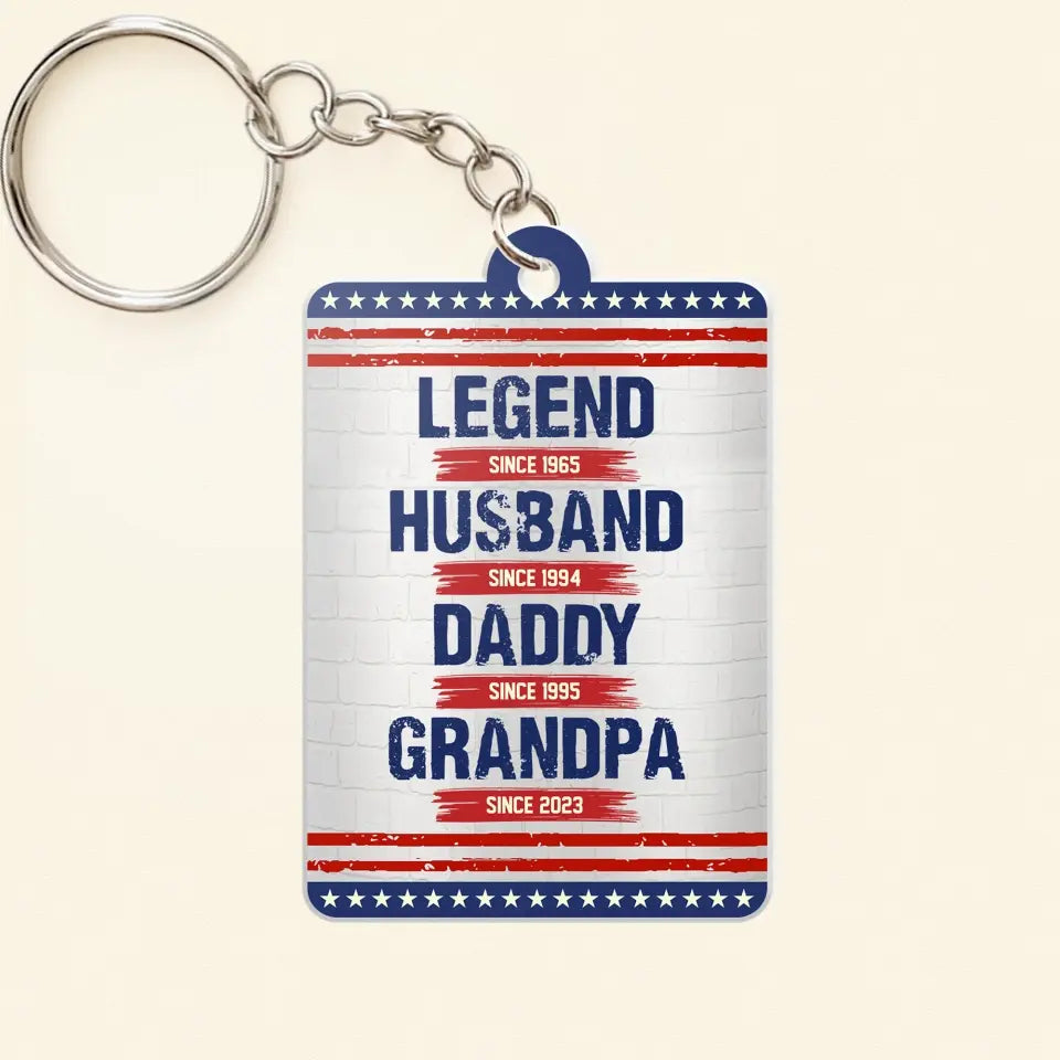 Personalized Upload Your Grandpa Photo with Name Legend Husband Daddy Grandpa Since Year Acrylic Keychain Printed PNHQ1505