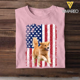 Personalized Upload Your Dog Photo US Flag T-shirt Printed 23MAY-TB15