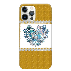 Personalized Cat Mom Heart Paws with Cat Name Cat Lovers Gift Phonecase Printed PNTB1605