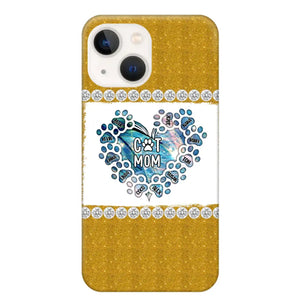 Personalized Cat Mom Heart Paws with Cat Name Cat Lovers Gift Phonecase Printed PNTB1605