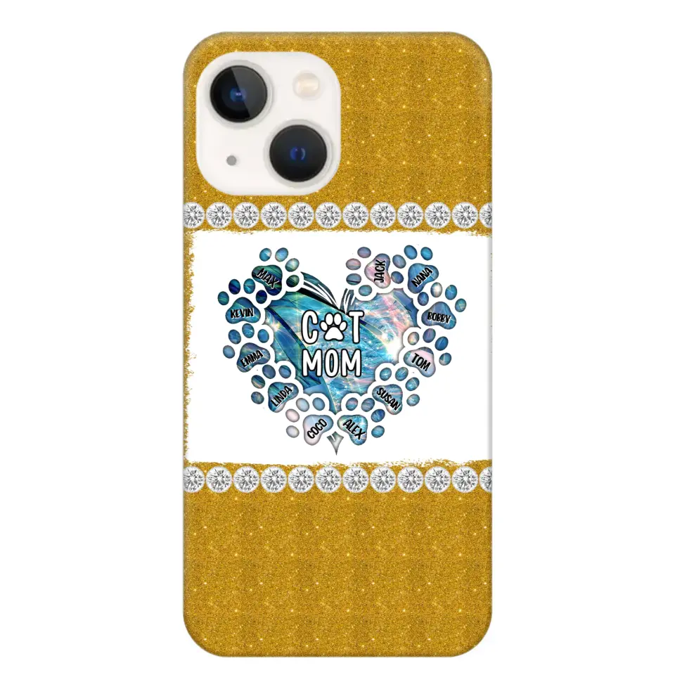 Personalized Cat Mom Heart Paws with Cat Name Cat Lovers Gift Phonecase Printed PNTB1605