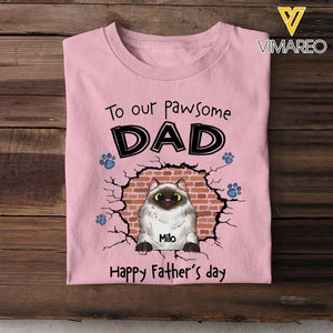 Personalized To Our Pawsome Dad Happy Father's Day T-shirt Printed PNPN1605