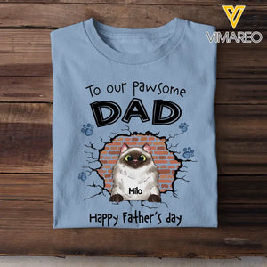 Personalized To Our Pawsome Dad Happy Father's Day T-shirt Printed PNPN1605