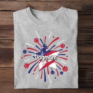 Personalized Dog Mom Star Paws with Pet Name Dog Lovers Cat Lovers Gift Tshirt Printed QTPN1605