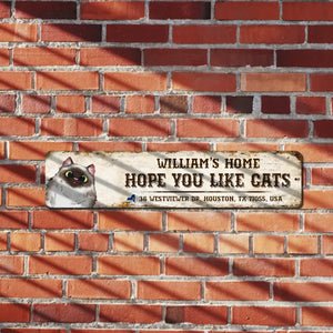 Personalized Hope You Like Cats Custom State & Family Name Cat Lovers Gift Metal Sign 23MAY-DT22