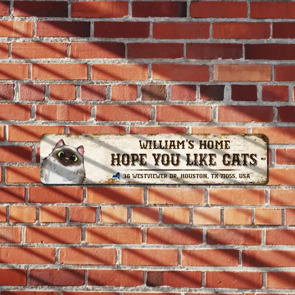 Personalized Hope You Like Cats Custom State & Family Name Cat Lovers Gift Metal Sign 23MAY-DT22