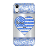 Personalized Grandma with Kid Name Heart US Flag Background Phonecase Printed PNDT2205