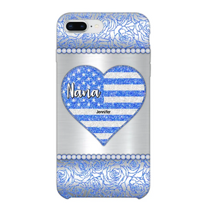 Personalized Grandma with Kid Name Heart US Flag Background Phonecase Printed PNDT2205