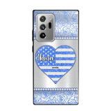 Personalized Grandma with Kid Name Heart US Flag Background Phonecase Printed PNDT2205