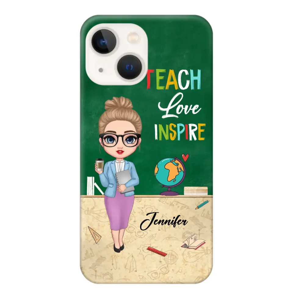 Personalized Doll Teacher Chibi Teach Love Inspire Phonecase Teacher Gifts