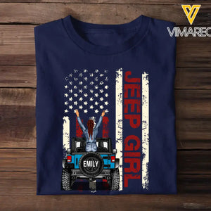 Personalized Jeep Girl US Flag T-shirt Printed 23MAY-DT23