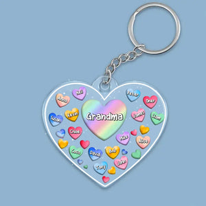 Personalized Grandma Hearts with Kid Name Acrylic Keychain Gift Printed 23MAY-TB25