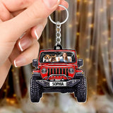 Personalized Upload Image Dog & Jeep Lover Acrylic Keychain Gift Printed QTHQ2505