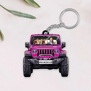 Personalized Upload Image Dog & Jeep Lover Acrylic Keychain Gift Printed QTHQ2505