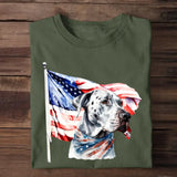 Happy Independence Day Great Dane Lover Tshirt With Watercolor Art Design