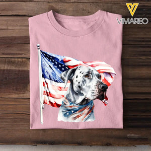 Happy Independence Day Great Dane Lover Tshirt With Watercolor Art Design