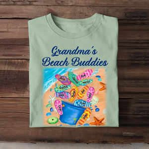 Personalized Grandma Beach Buddies With Kids Beach Flip Flip Lover T-shirt Printed QTHQ2605