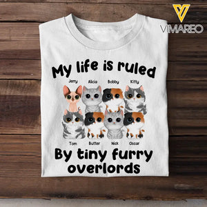 Personalized My Life Is Ruled By Tiny Furry Overlords Cat Lover T-shirt Printed QTPN2605