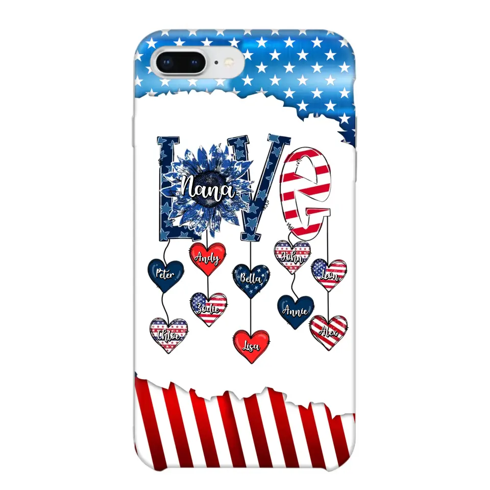 Personalized Grandma Love Kid Independence Day Family Gifts Phonecase Printed TNDT2705