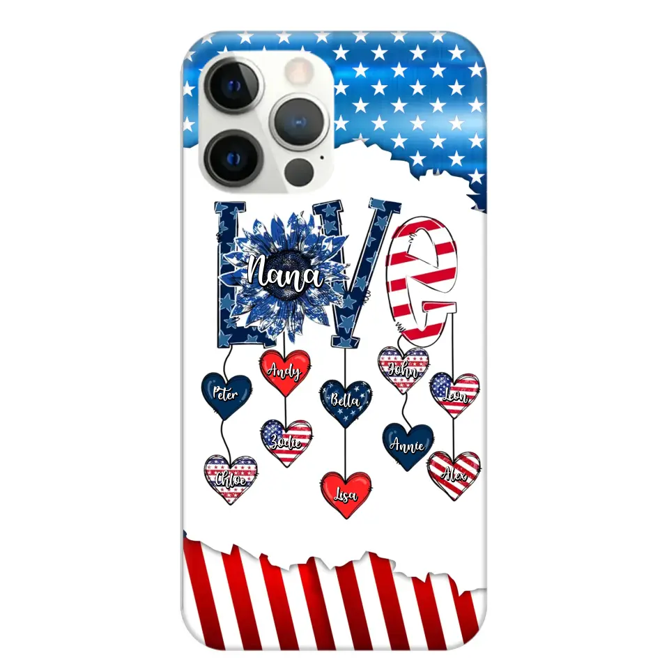 Personalized Grandma Love Kid Independence Day Family Gifts Phonecase Printed TNDT2705