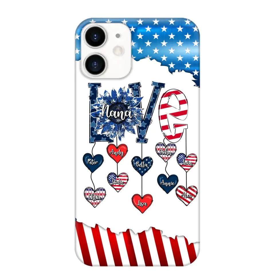 Personalized Grandma Love Kid Independence Day Family Gifts Phonecase Printed TNDT2705