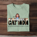 Personalized Cat Mom Grandma with Kids Names T-shirt Printed MTPN2705