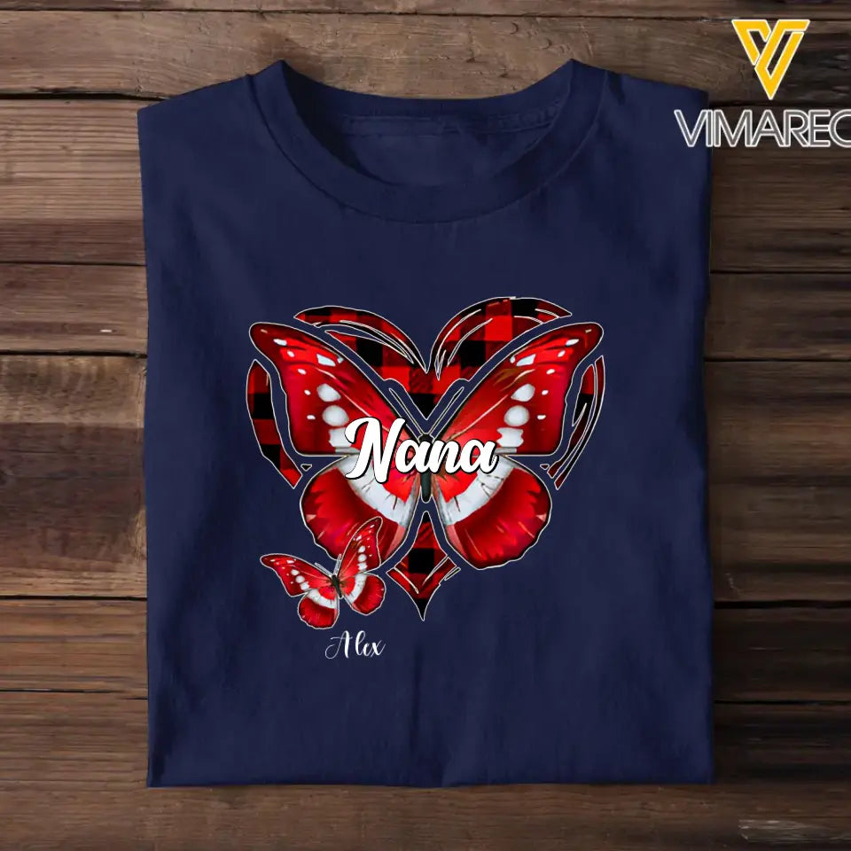 Personalized Nana Grandma Heart Butterflies with Kids Names T-shirt Printed QTTB2905