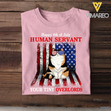 Personalized Happy 4th Of July Human Servant Your Tiny Overlords Cat Lover T-shirt Printed QTHQ0106