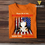 Personalized Happy 4th Of July Human Servant Your Tiny Overlords Cat Lover T-shirt Printed QTHQ0106