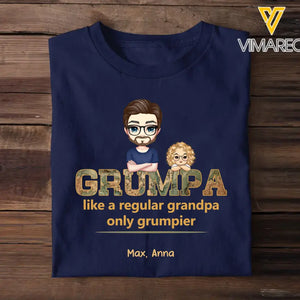 Personalized Grumpa Like A Regular Grandpa Only Grumpier Kids Names T-shirt Printed QTPN3105