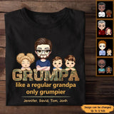 Personalized Grumpa Like A Regular Grandpa Only Grumpier Kids Names T-shirt Printed QTPN3105