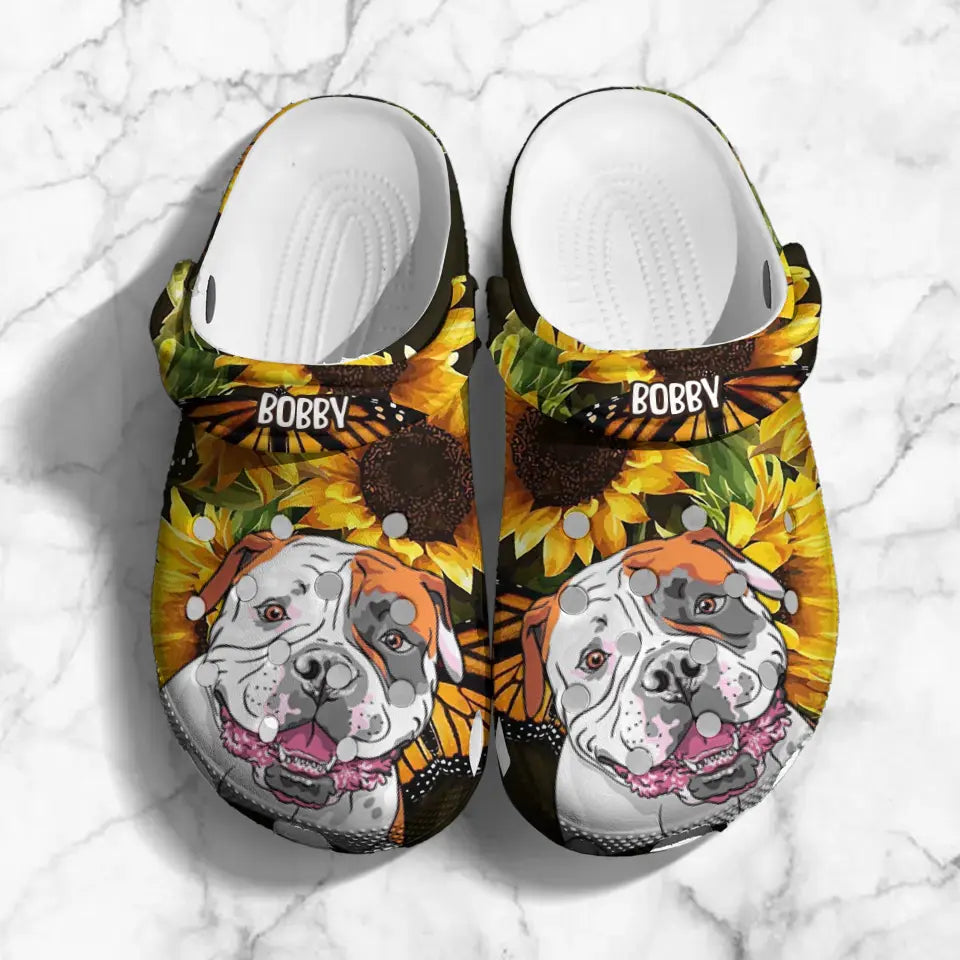 Personalized Sunflower Hippie Dogs Dog Lovers Gift Clog Slipper Shoes Printed QTDT0206