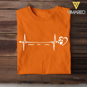 Personalized Heart Beat Pets Dog Lover Cat Lover T-shirt Printed QTPN0206